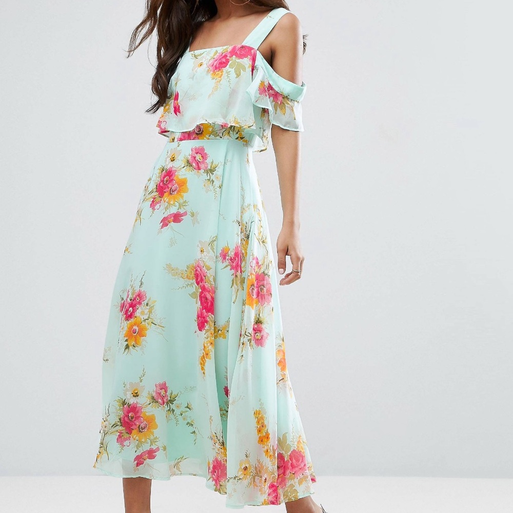 Cold Shoulder Floral Print Dress - Picture 2 of 3
